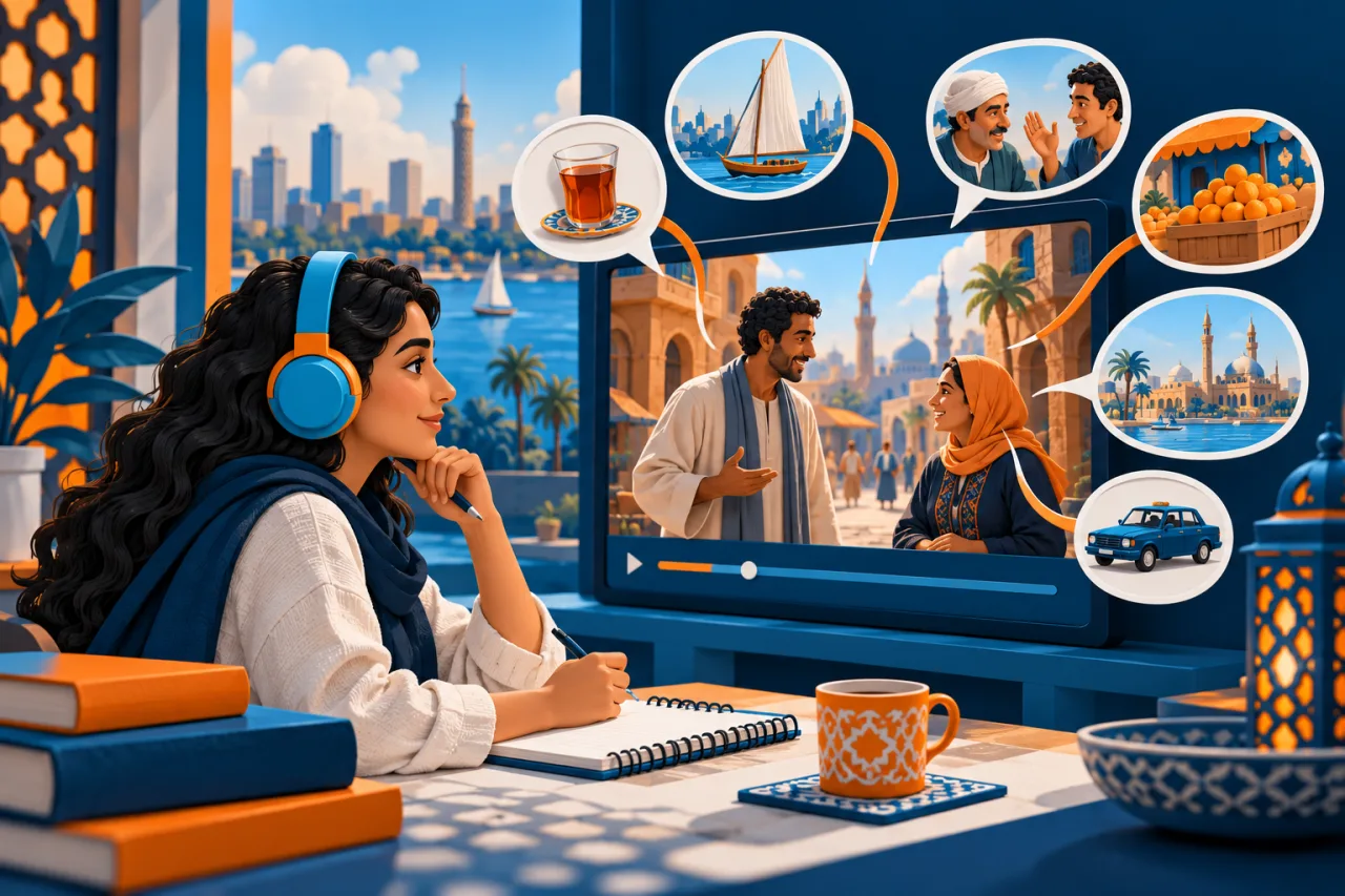 Al Manaarah illustration: Egyptian Arabic Through Stories and Media