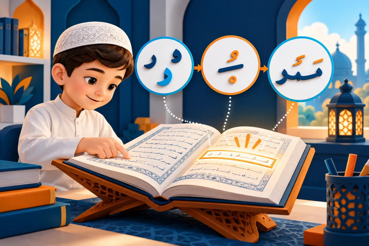 Al Manaarah illustration: Your first Quran reading goal: one line understood