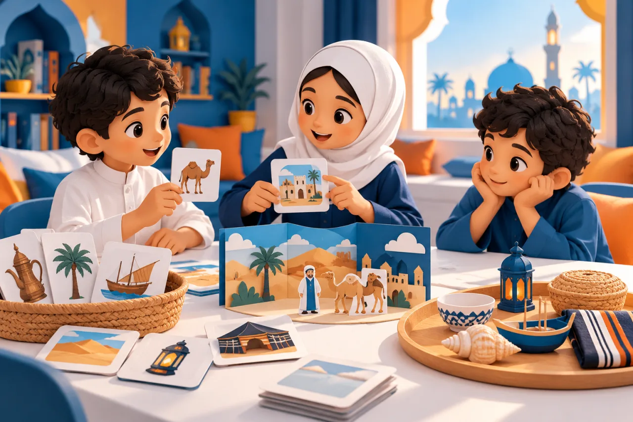 Al Manaarah illustration: Three small Arabic games for an ordinary afternoon