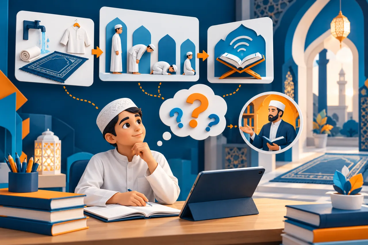 Al Manaarah illustration: Learning salah: organise the questions before the practice
