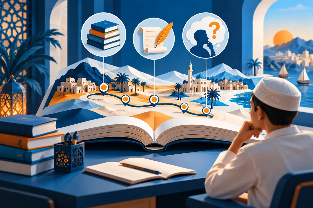 Al Manaarah illustration: Read the Seerah with a timeline and a question