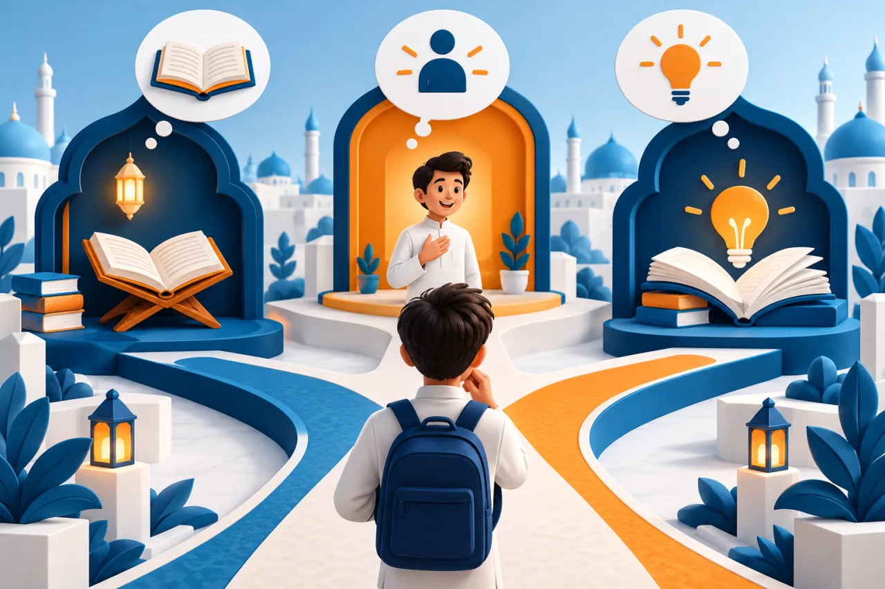 Al Manaarah illustration: Choose a learning path with three useful questions