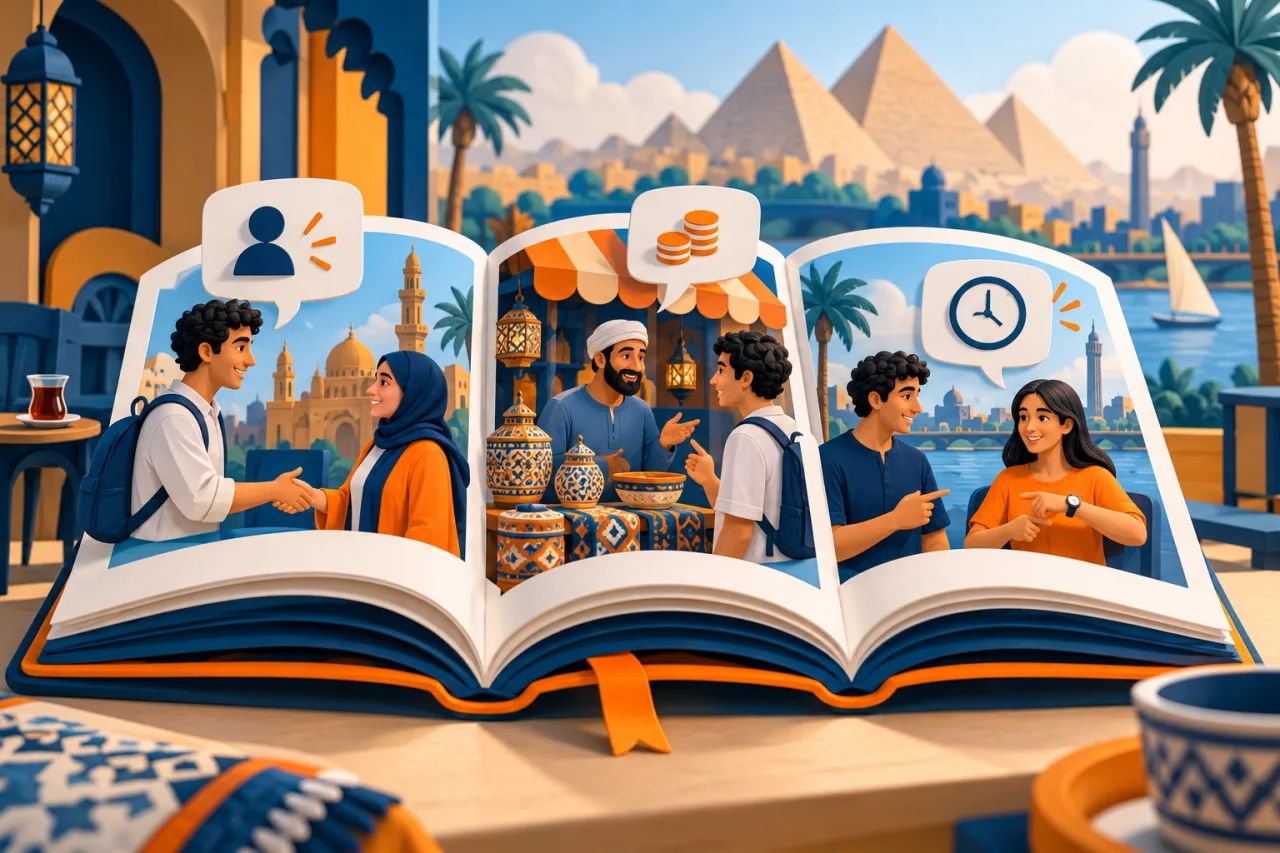 Al Manaarah illustration: Organise your Egyptian Arabic notes by situation
