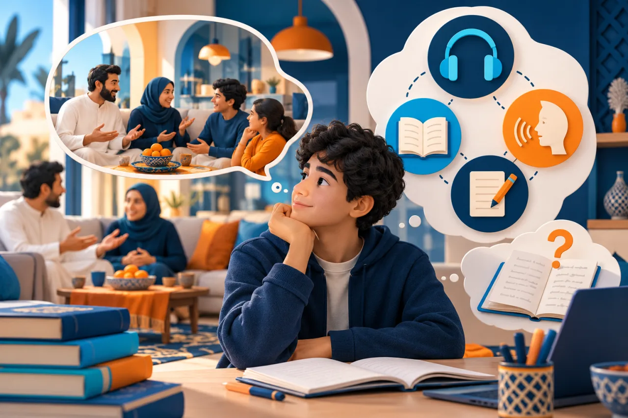 Al Manaarah illustration: Understand the Arabic you hear at home—and find your gaps