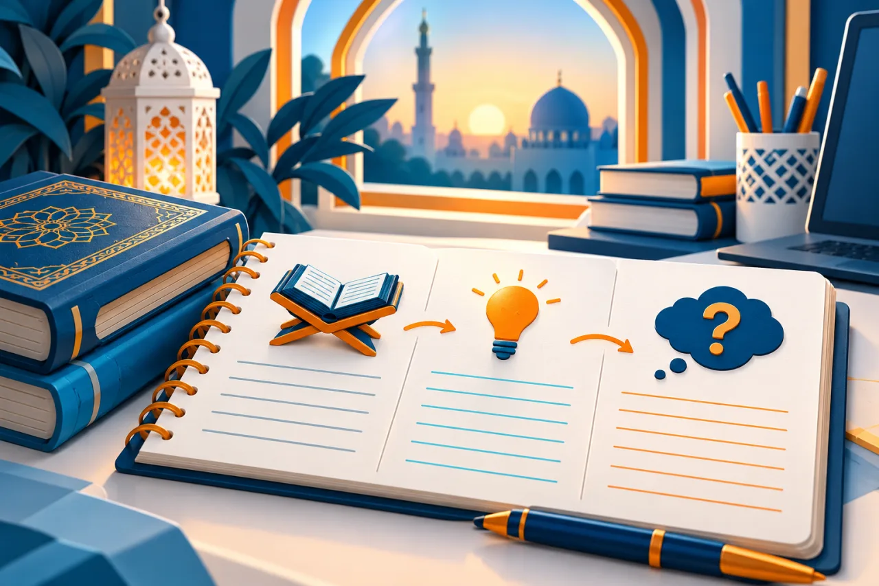 Al Manaarah illustration: Keep a source note beside your reflection