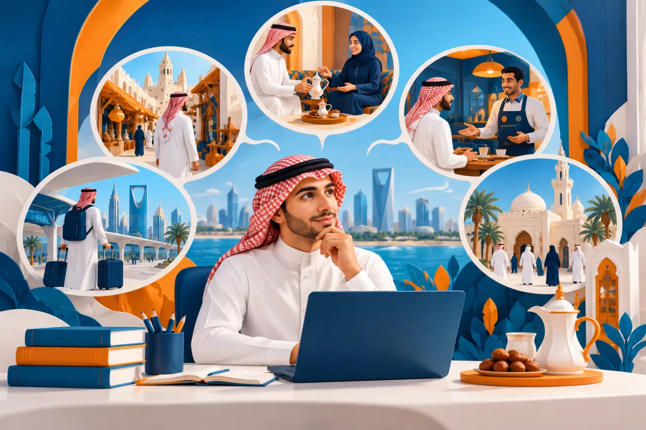 Al Manaarah illustration: Saudi and Gulf Arabic: Choose the Situations You Want to Understand