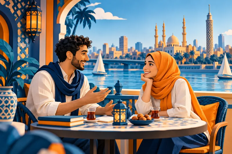 Egyptian Arabic learning illustration