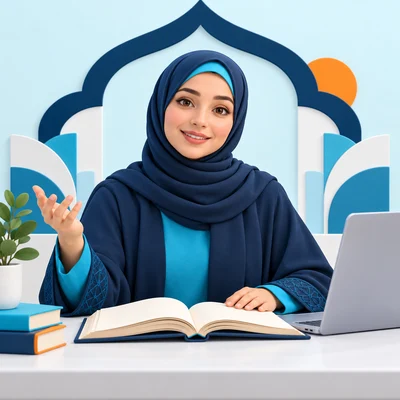 Female educator illustration; not a photograph of Fatma Mostafa Ibrahim