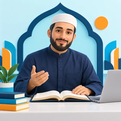 Male educator illustration; not a photograph of Abdullah Mahmoud Abdelaziz